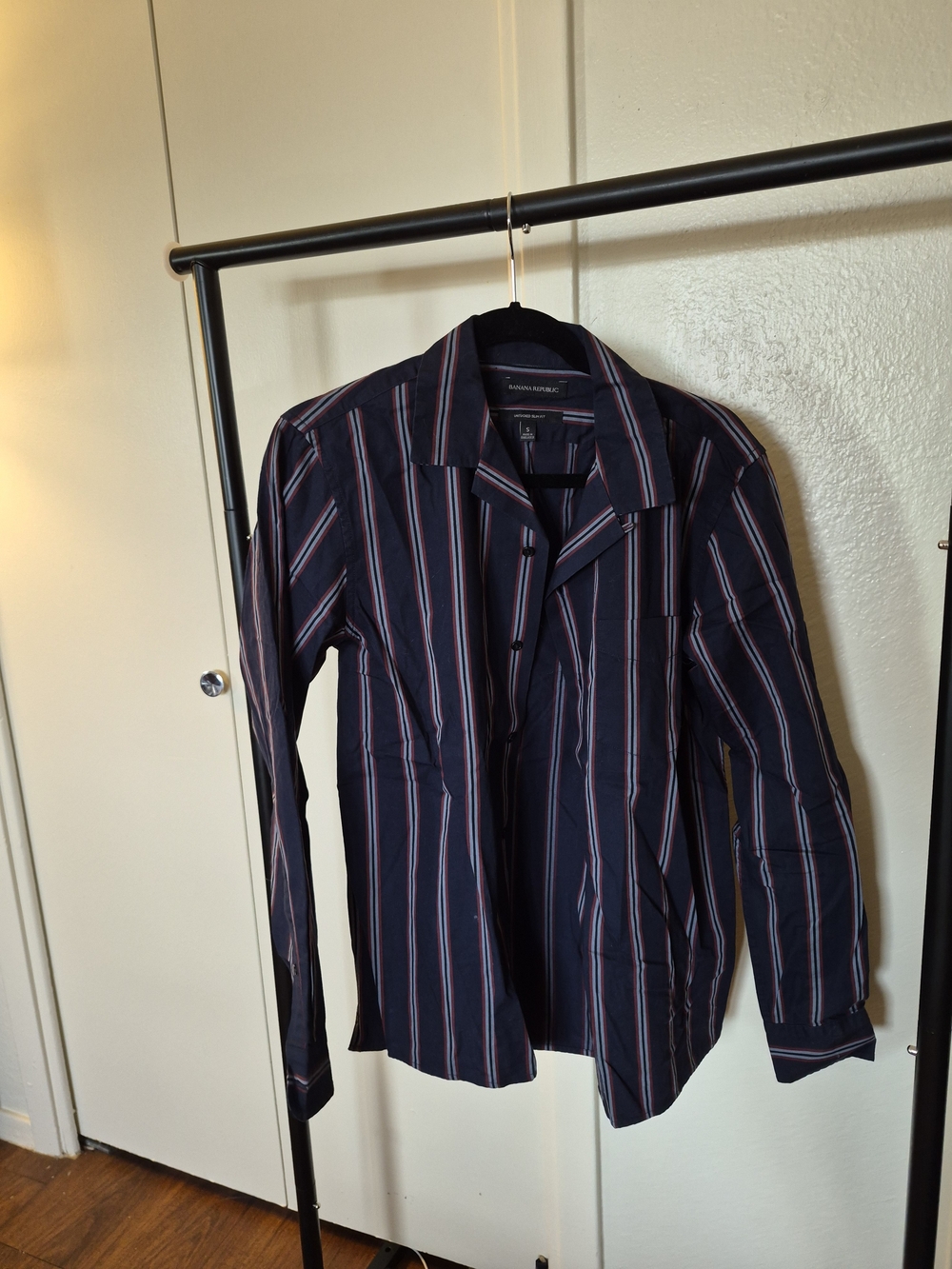 Banana Republic Navy Shirt with Red and Light Blue Stripes